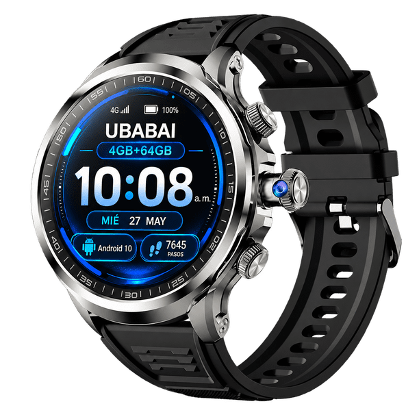 Smartwatch Android 4G UBABAI con SIM Pantalla AMOLED 1.95" Cámara Giratoria 9MP GPS y WiFi 4GB Ram +64GB Rom