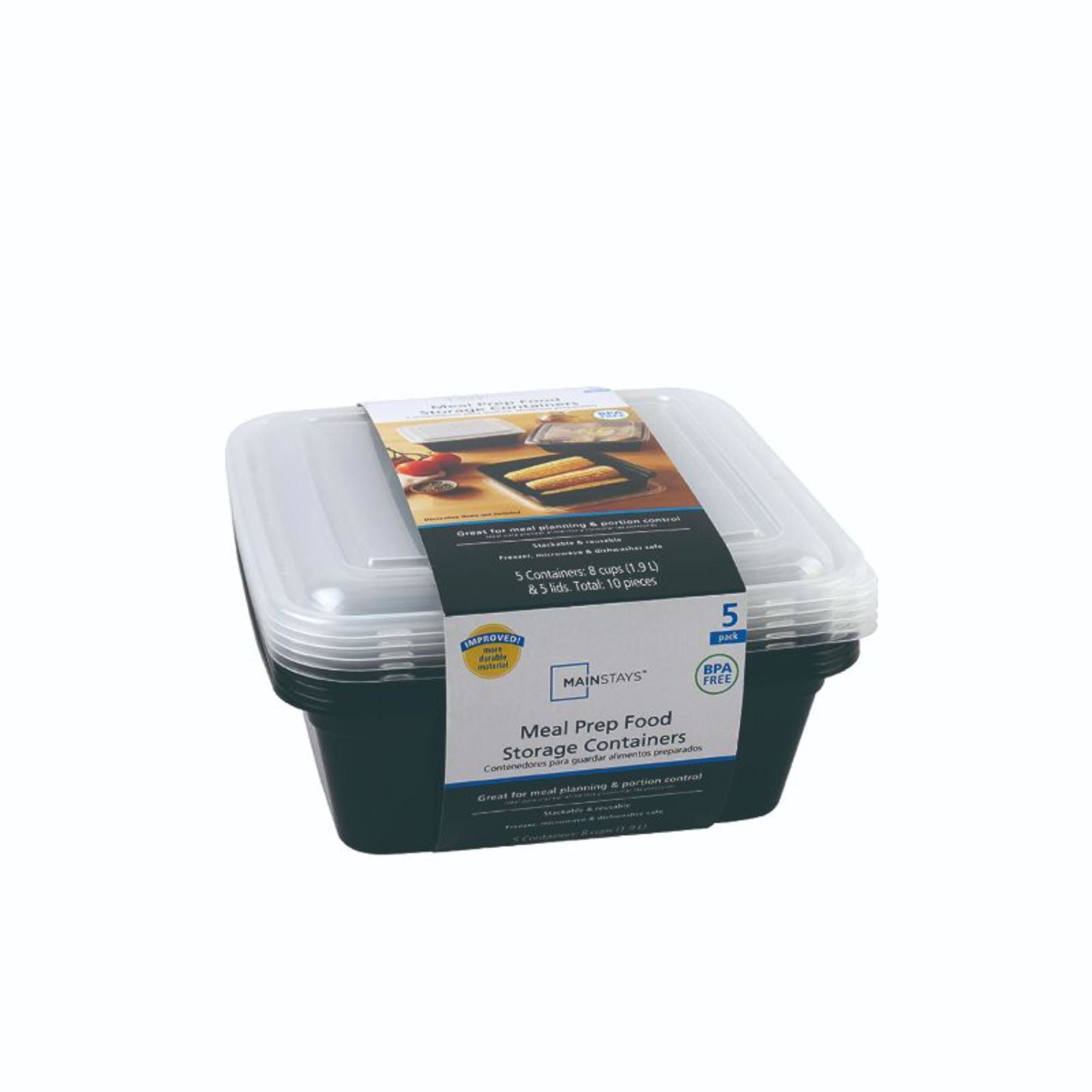 Mainstays - Contenedor Meal Prep 1.9 Litros Set 5 Cuadrado