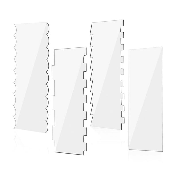 4 Uds herramienta grande de acrílico para pasteles, peine para pasteles, herramientas para hornear glaseado de pasteles más suaves, transparente para