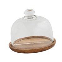 Bothyi - Bandeja Para Pastel De Madera Con Bandeja De Cúpula De Vidrio Para La Cocina De La Tienda De Vacaciones 14.8Cmx12Cm