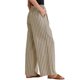 thumbnail image 4 of INSPIRE CHIC Pantalones de rayas con cordón casuales de regreso a clases para mujer, pantalones anchos de cintura alta de algodón suelto Camel XS, 4 of 5