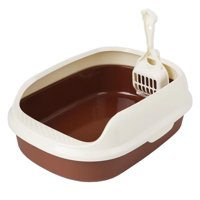 Magideal - Caja De Arena Para Animales Pequeños, Portátil, A Prueba De Salpicaduras, Colcha Semicerrada, Inodoro Para Gatos, Fácil De Limpiar, Bandeja De Arena P Color Café