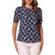 thumbnail image 1 of INSPIRE CHIC Blusas de Mujer con Fruncido Cuello Redondo Manga Corta Camisa Floral Azul Oscuro Blanco M, 1 of 6