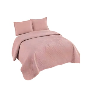 Genérico - Quilt Cubrecama De Verano Con Colores Lisos Super King Rosa