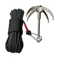 Magideal - Gancho De Agarre Con Cuerda, Gancho De Anclaje, Garra De Tigre Volador, Gancho De Acero Inoxidable De 4 , Garra De Escalada Para Senderismo, Act Negro