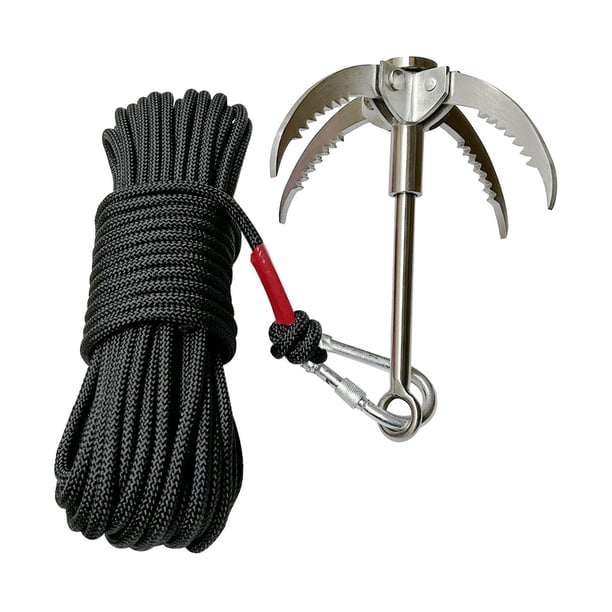 Gancho de agarre con cuerda, gancho de anclaje, garra de tigre volador, gancho de acero inoxidable de 4 , garra de escalada para senderismo, act Negro