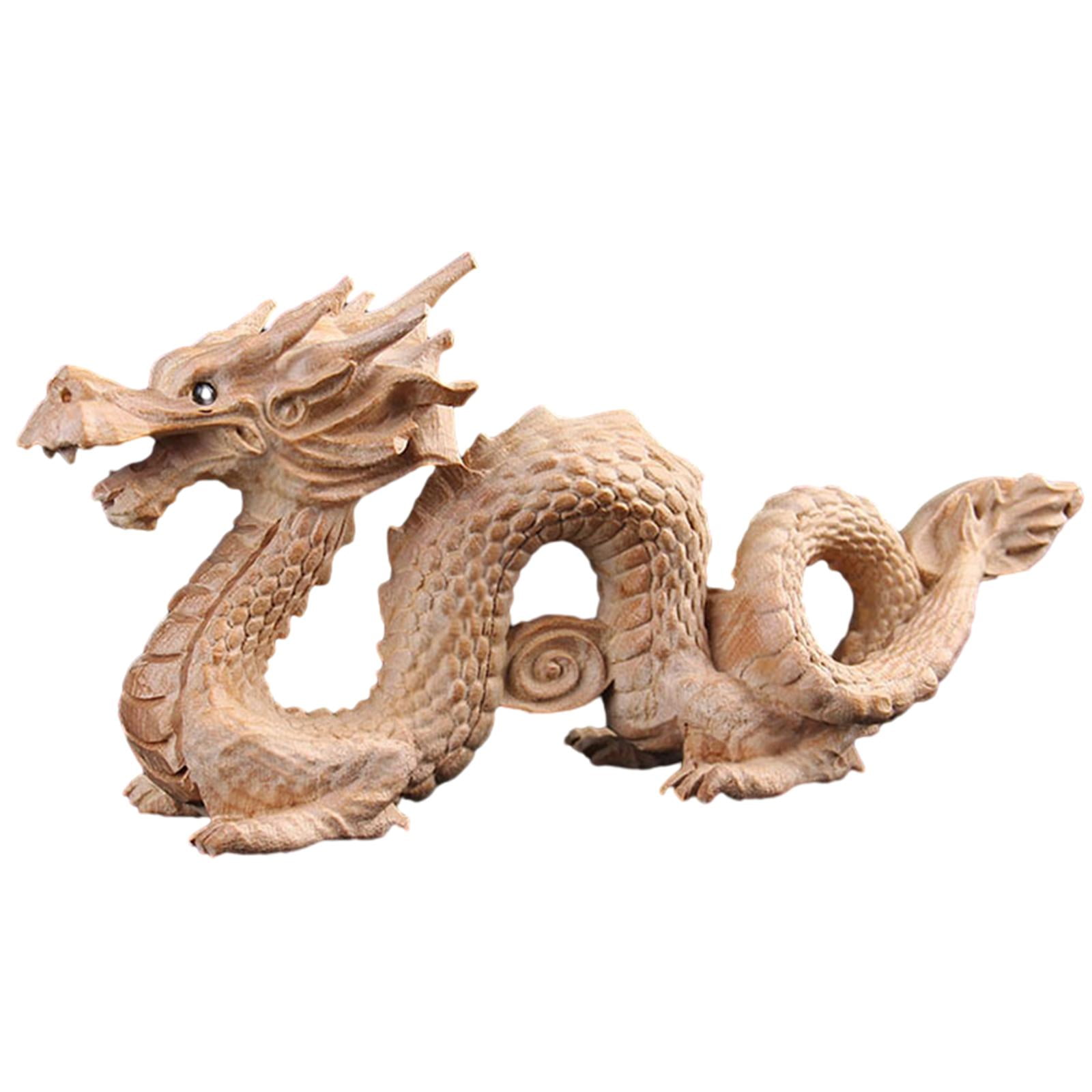Bothyi - Figura De Madera Coleccionable De Regalo De Estatua De Dragón Para Estantería De Chimenea De Gabinete