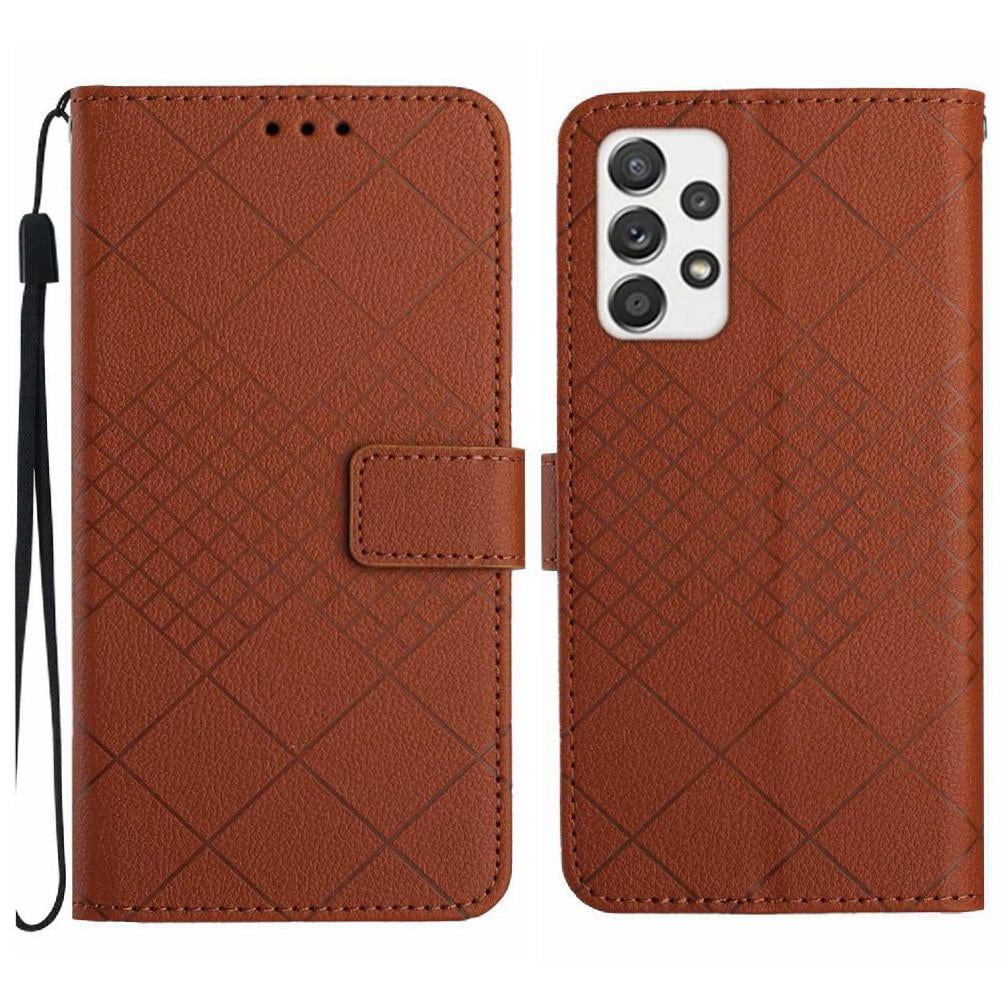 Foxdock - Funda Tipo Cartera Para Samsung Galaxy A72 Con Soporte Y Correa, Interior Tpu Antirrayas Marrón