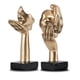 thumbnail image 1 of 2pcs pequeño conjunto de estatua - oro negro decoración del hogar figuras de arte abstracto para estantes, mesa de café de la sala de estar, escritorio de la oficina (17 * 6.5cm), 1 of 3