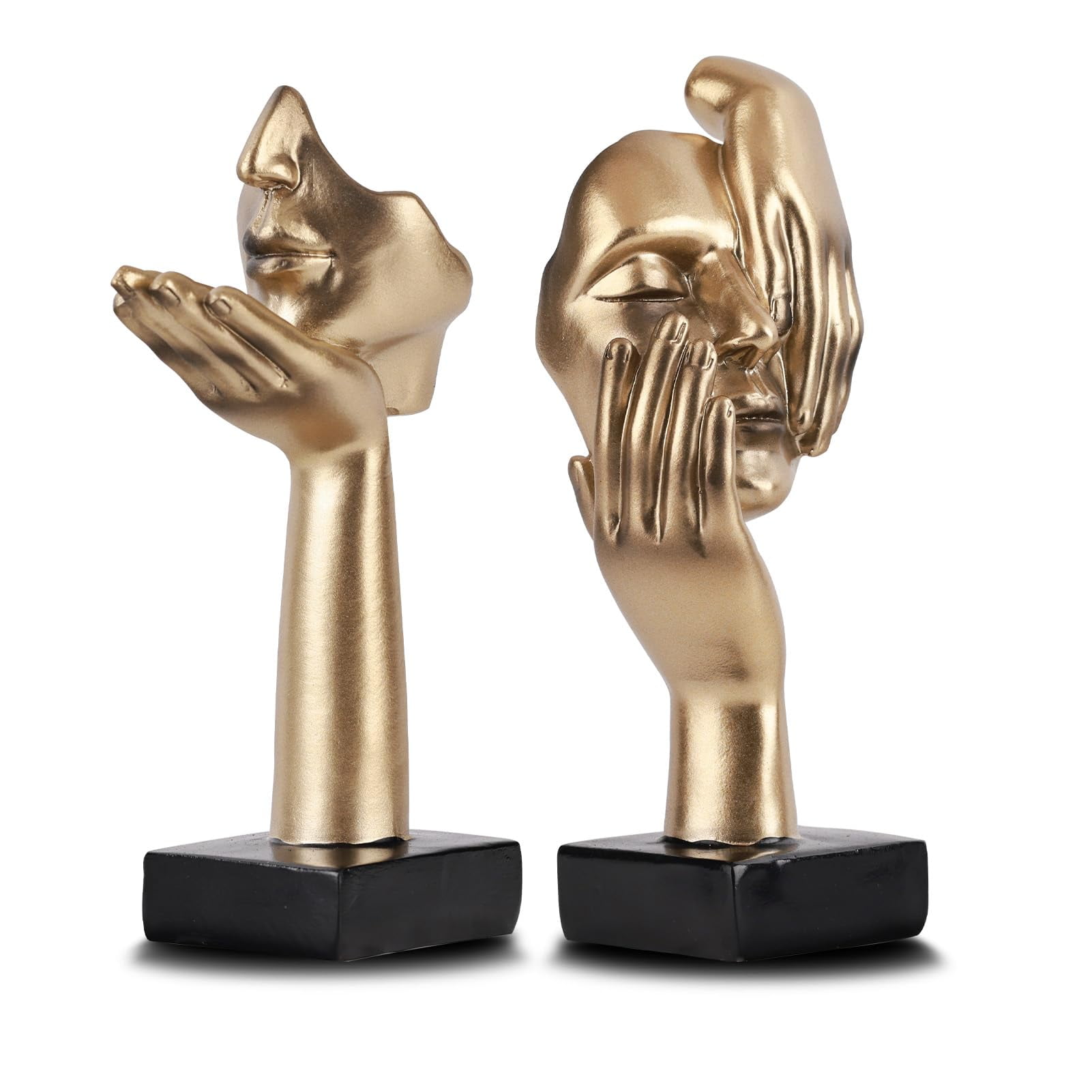 Xusx111 - 2pcs Pequeño Conjunto De Estatua - Oro Negro Decoración Del Hogar Figuras De Arte Abstracto Para Estantes, Mesa De Café De La Sala De Estar, Escritorio De La Oficina (17 * 6.5cm)