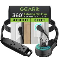 Cable De Extensión Gearit 360 Con Enchufe Plano Giratorio De 3 Pies, Negro