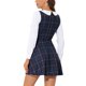 thumbnail image 3 of INSPIRE CHIC Vestido Mini de Línea A con Cuello Peter Pan de Cuadros para Mujer de Manga Larga XL Azul Oscuro, 3 of 6