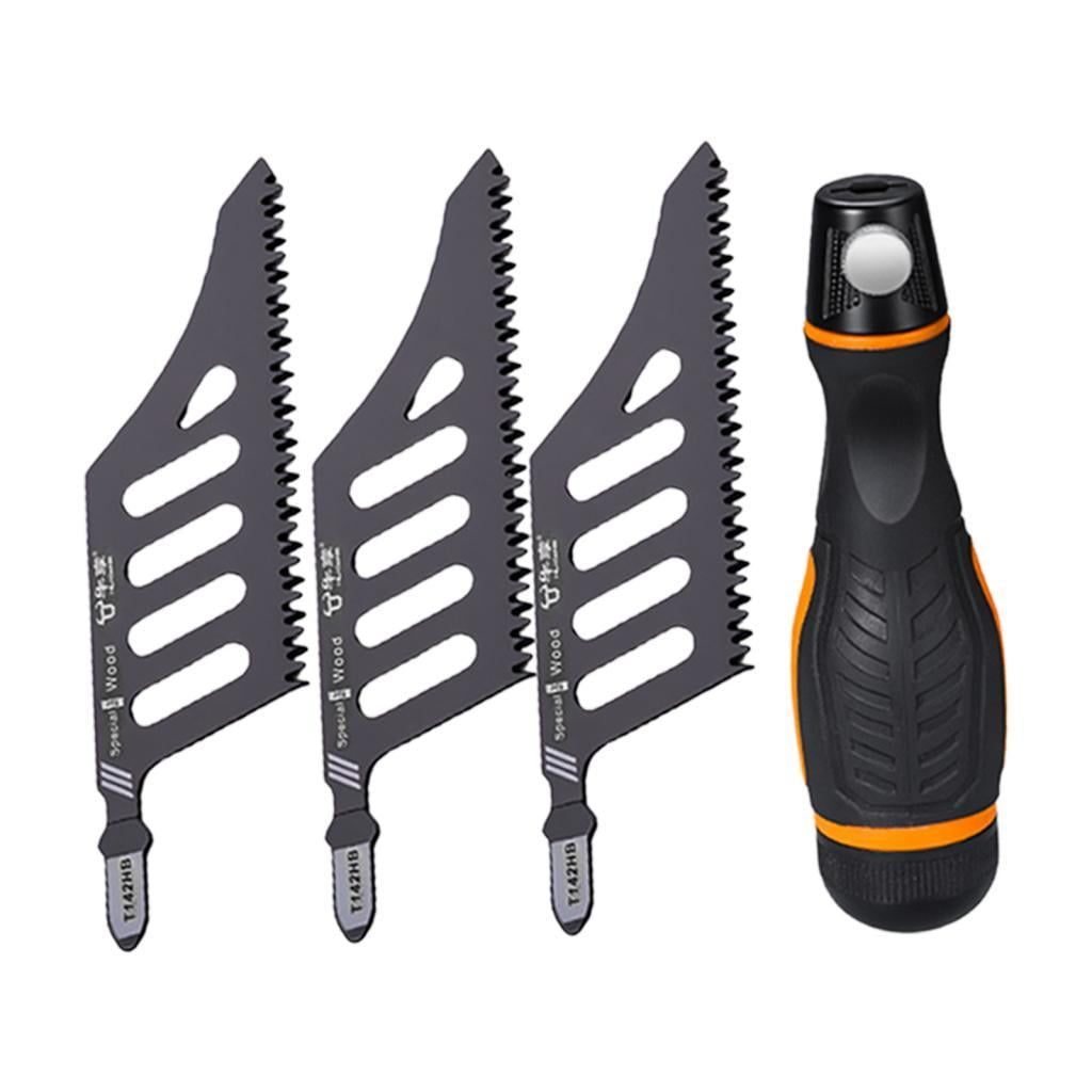 Magideal - Hojas De Sierra De Calar Con Mango, Hoja Curva Para Jardinería Doméstica, Carpintería, 3 Hojas De Sierra