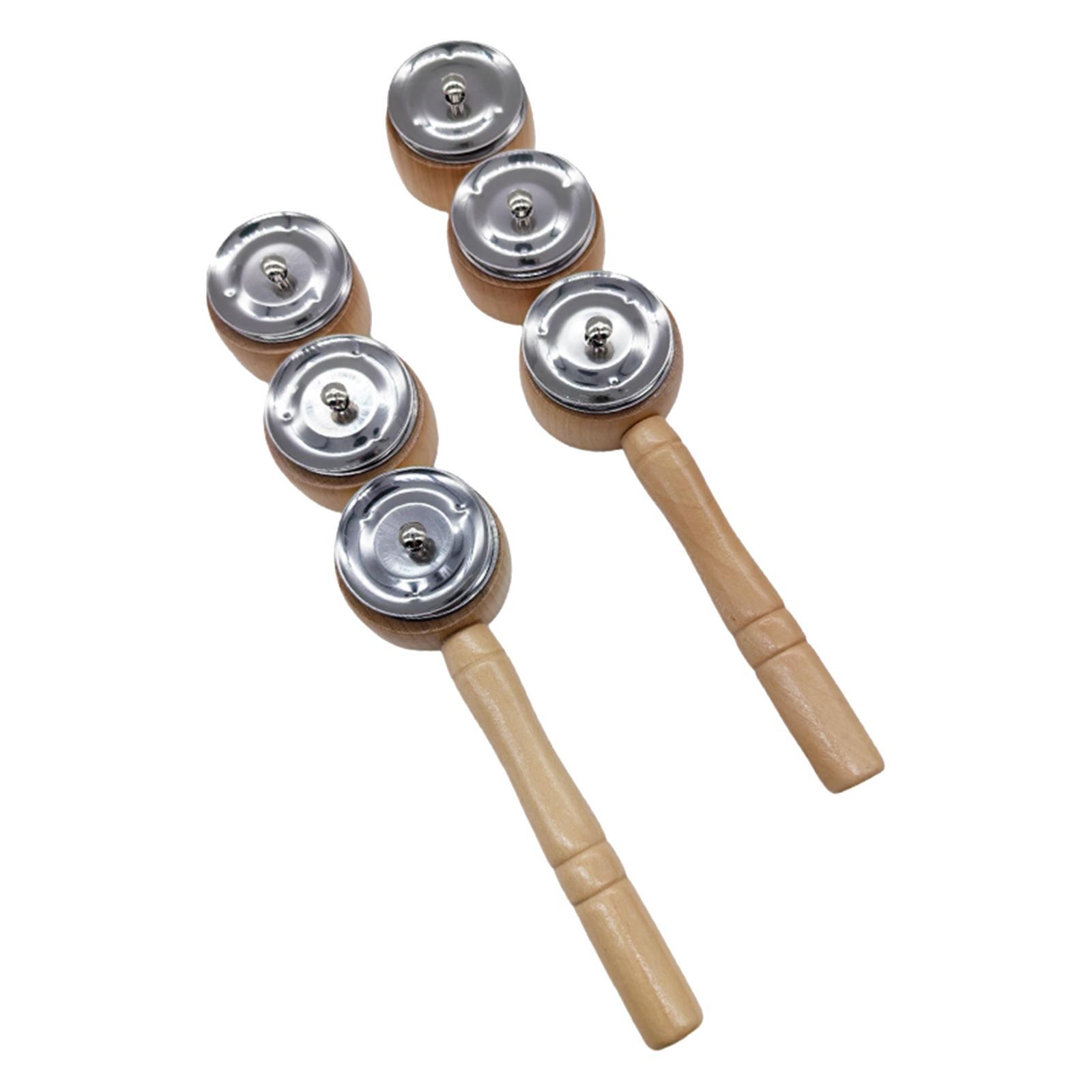 Magideal - Paquete De 2 Palos De Pandereta, Música, Regalos Instrumentales De Navidad, Juguetes Musicales Para Educación Temprana, Campana De Mano Para Bebés Y N