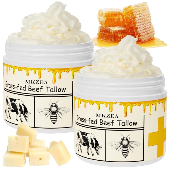Crema hidratante de sebo de res para piel mkzea alimentada con pasto, 2 paquetes