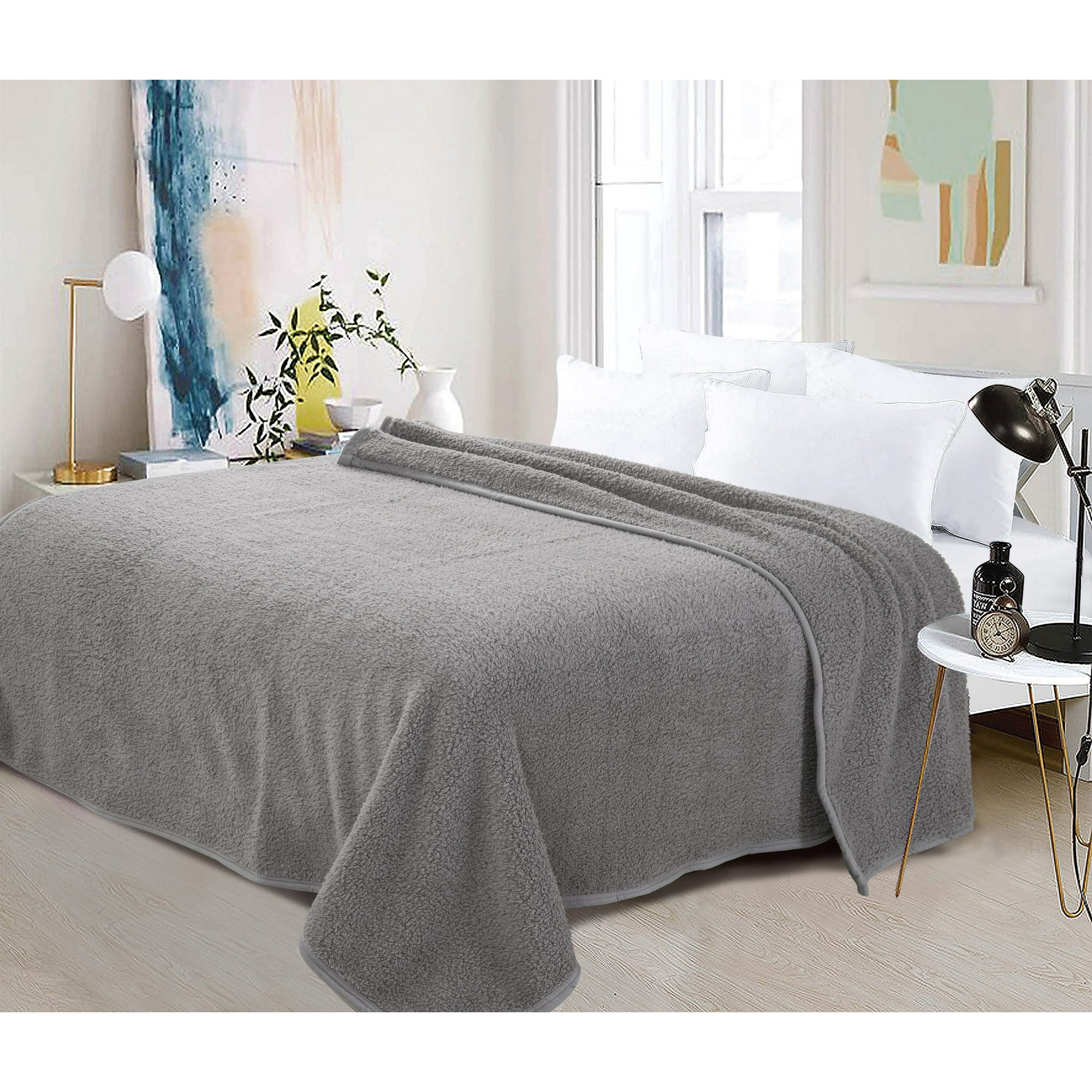 Zahr - Frazada Sherpa Doble Gris