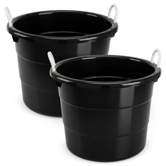 Cubo HOMZ 68 L Negro - Pack de 2 con Manijas de Cuerda