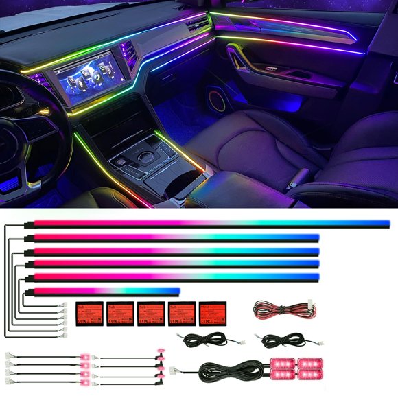 Kit de 6 piezas de tira LED para coche HMYC 46 cm RGB con control por app