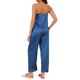 thumbnail image 3 of INSPIRE CHIC Conjunto de Pijama de Satén de 3 Piezas para Mujer, Top de Cami con Cuello en V Sedoso con Pantalones Palazzo y Máscara para Dormir, Ropa de Casa para Primavera Verano XS Azul Profundo, 3 of 6
