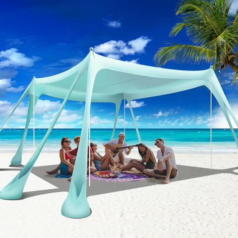 Toldo De Playa Vionmi 3 X 3 M Upf50+ Con Sacos De Arena Y Bastones