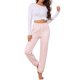 thumbnail image 2 of INSPIRE CHIC Pantalones de pijama para mujer Pantalones largos con puños Bolsillos laterales Ajuste holgado Ropa de descanso ligera Pantalones de pijama L Rosa, 2 of 6