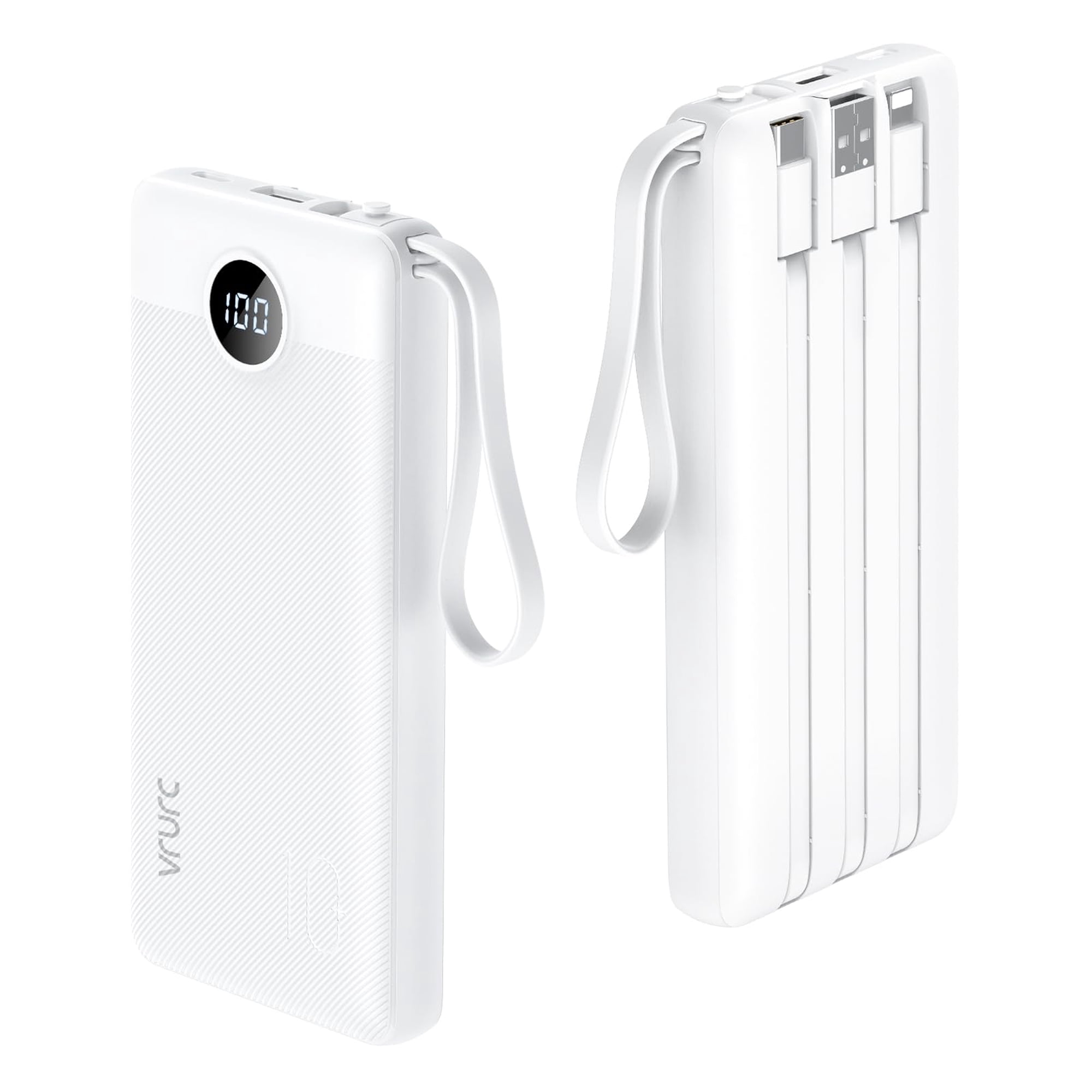 Banco De Energía Vrurc De 10000 Mah Con Pantalla Led De 5 Salidas Y 2 Entradas