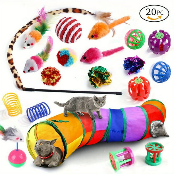14pcs/20pcs/21pcs Cat Toys Set Cat Teaser Toy Tunnel Toy Stick Toy For Indoor Kittens For Fun Interaction