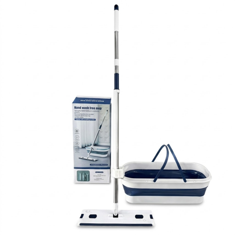 Genérica - Mopa Plana Microfibra Con Balde Plegable Escurridor Incluido