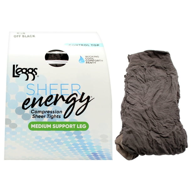 Medias de Compresión Sheer Energy de Sujeción Media - LSE100 Off Black de Leggs para - 1 Par de Pantimedias (Q)