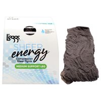 Medias De Compresión Sheer Energy De Sujeción Media - Lse100 Off Black De Leggs Para - 1 Par De Pantimedias (Q)