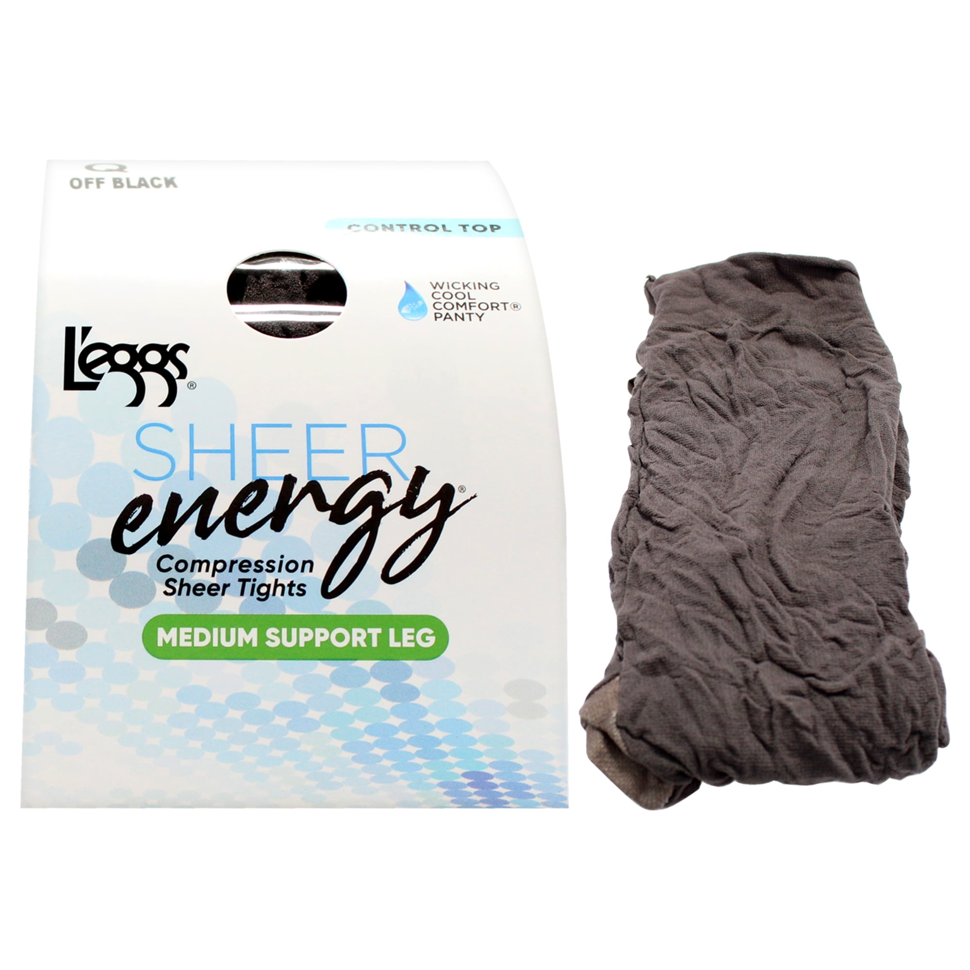 Medias De Compresión Sheer Energy De Sujeción Media - Lse100 Off Black De Leggs Para Mujer - 1 Par De Pantimedias (q)