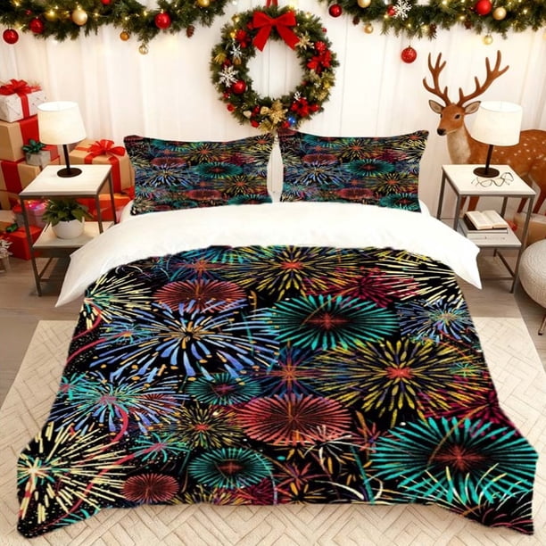 Fireworks Bloom Printed Duvet Cover Set Bedding Duvet Cover And Pillowcases Soft And Comfortable Very Suitable for Family Bedroom Guest Room Use Suitable for Al