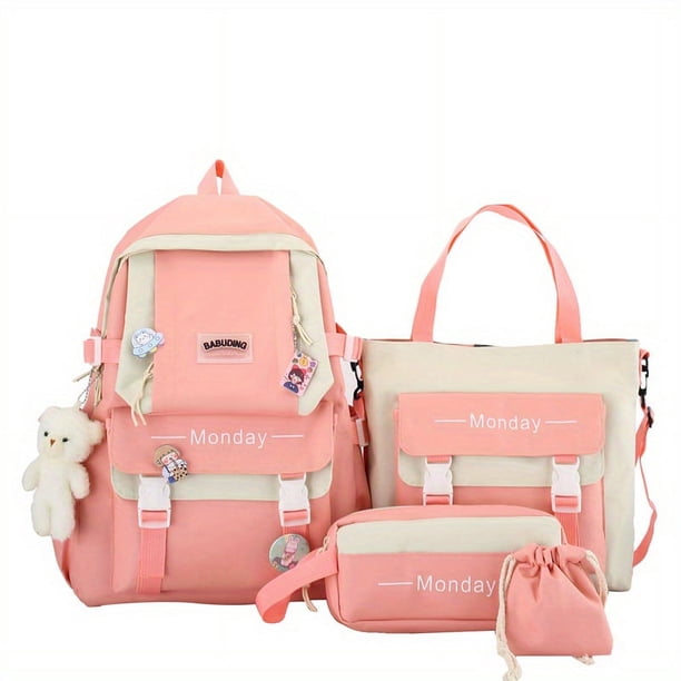 4-Piece Simple & Stylish Backpack Set - Perfect for School & Everyday Use!