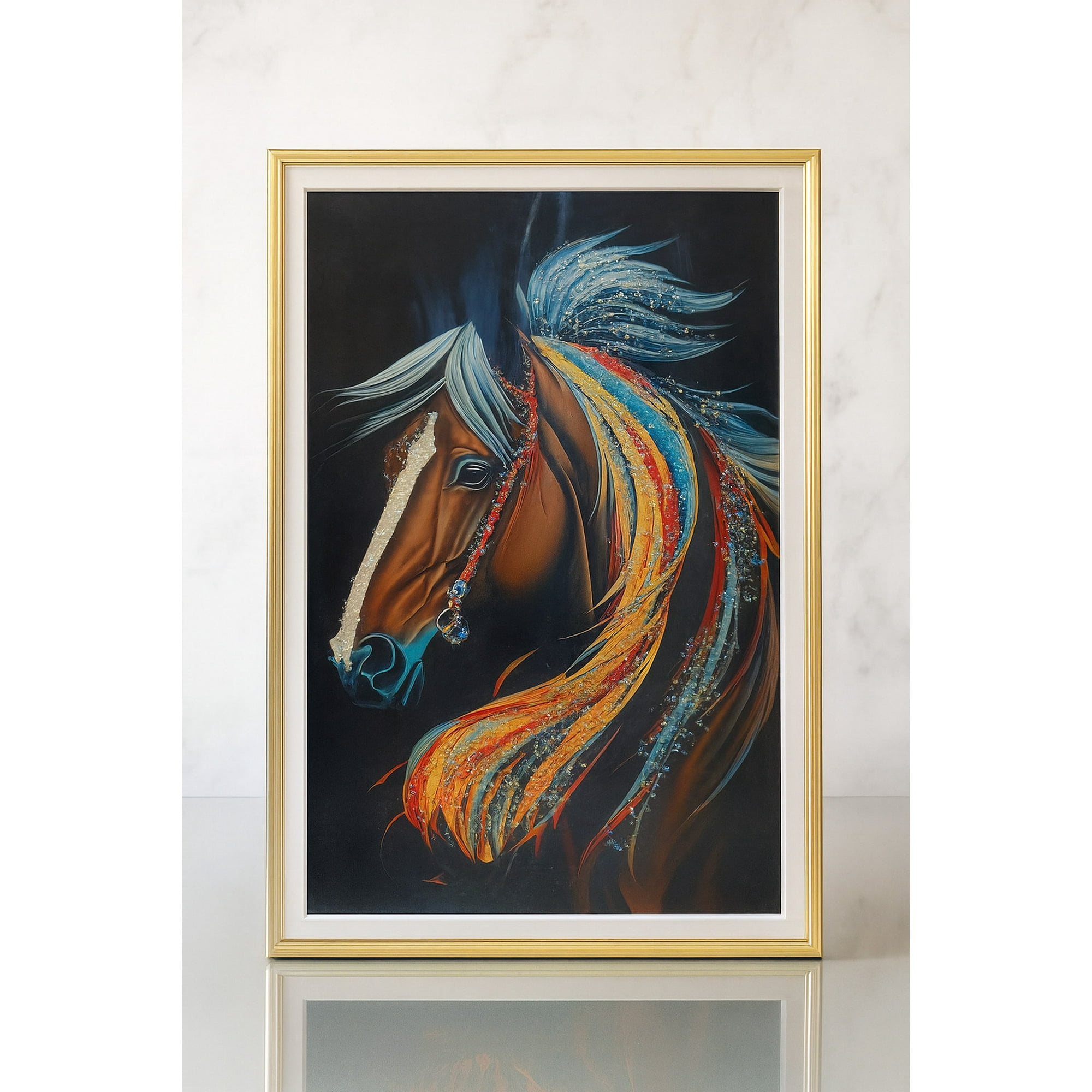 Decostilo - Cuadro Caballo Con Cristales Moderno Y Minimalista 40x60