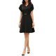 thumbnail image 1 of INSPIRE CHIC Vestido de manga corta para mujer con cuello en V, mangas de pétalo, vestido casual elegante midi con cinturón M Negro, 1 of 6