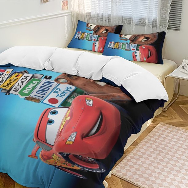 Cartoon Cars Lightning McQueen Boys 3Piece Twin Bedding Set