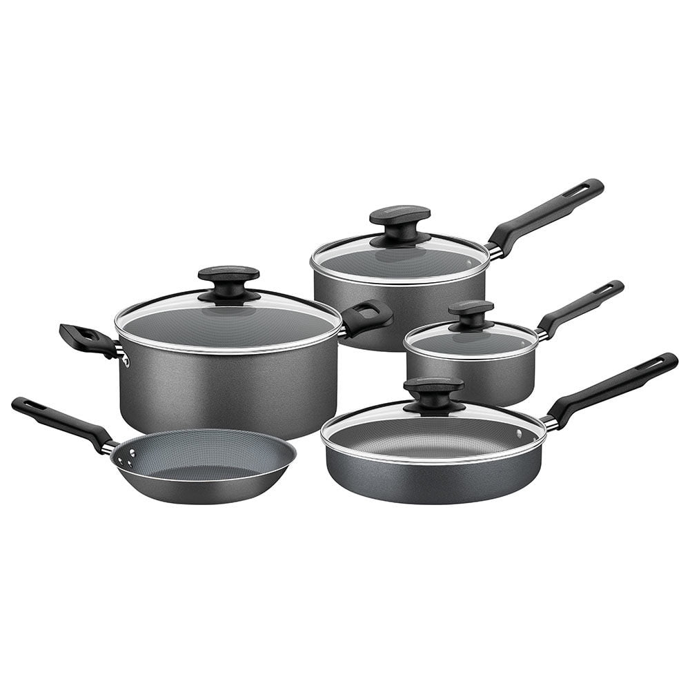 Tramontina - Batería De Cocina 9 Piezas Antiadherente Loreto Negro