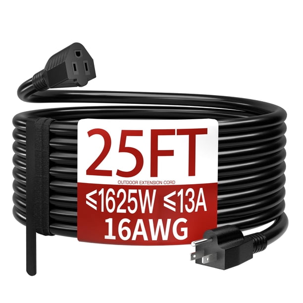 Cable de extensión Skrizcable de 7,5 m, resistente al agua, 13 A, 125 V, 16 AWG