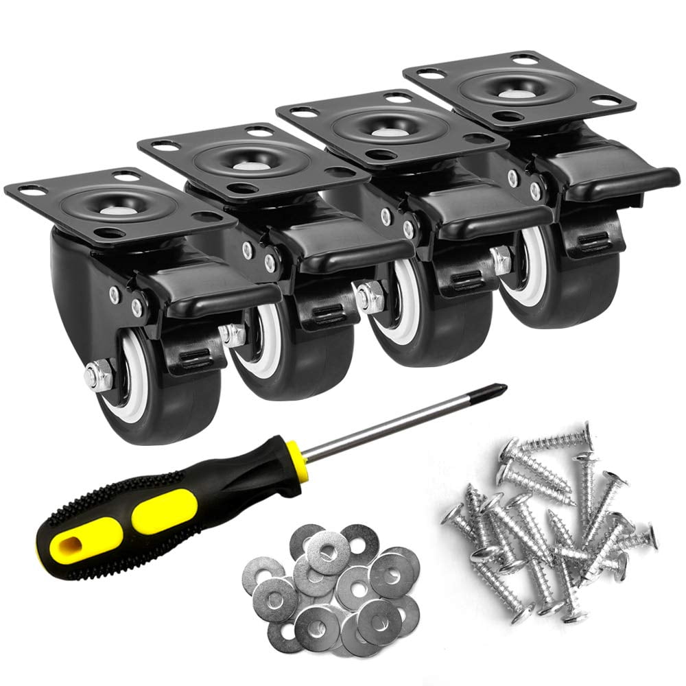 Juego De 4 Ruedas Caster Wheels Ashgoob De Alta Resistencia Con Freno De 2 Pulgadas