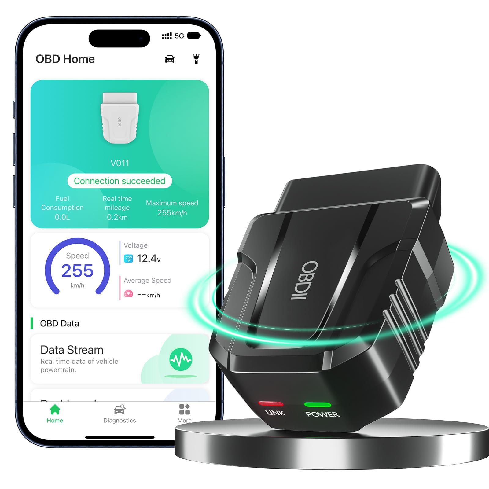 Umeija - Lector De Escáner Obd2 Bluetooth Inalámbrico De Diagnóstico Automático V011