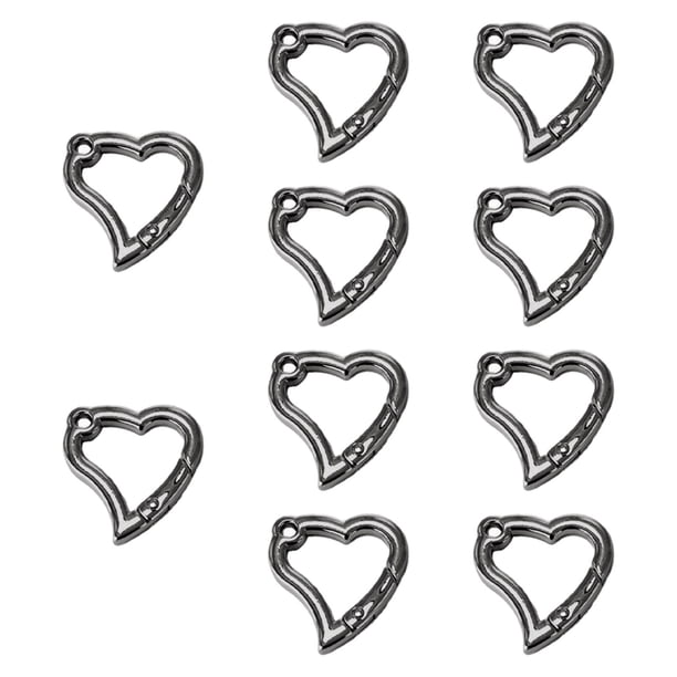 10 piezas de ganchos a presión de resorte, ganchos para llavero, ganchos a presión en forma de corazón, hebilla para llavero, para mochilas, bolsos, Gris Negro