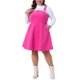 thumbnail image 1 of Agnes Orinda Disfraces de Halloween para Mujer Tallas Grandes Vestido Corto de Pana Pichi Vestidos en General Falda con Tirantes y Bolsillo 3X Rosa Fucsia, 1 of 5