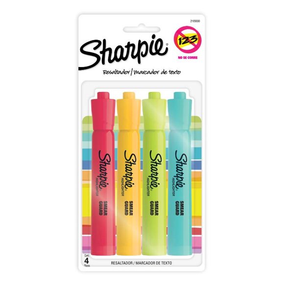 Set de 4 destacadores tank sharpie colores neón