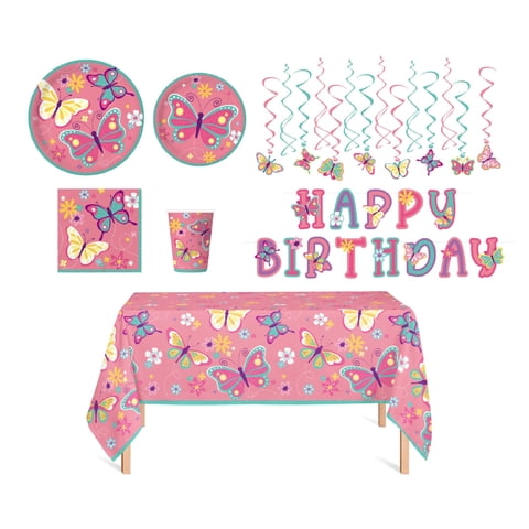 Kiosclub - Set Decoración Fiesta Butterfly Theme 24 Personas 1 Un