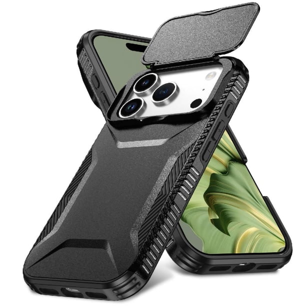Funda Resistente para iPhone 17 Pro con Tapa Deslizante y Protección Militar Negro