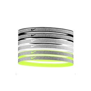 Diademas Nike Heathered 6Pk Negro/Blanco/Volt Osfm