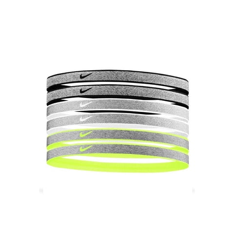 Diademas Nike Heathered 6Pk Negro/Blanco/Volt Osfm
