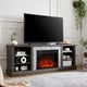 thumbnail image 3 of Large TV Desk Storage Rack with Faux Stacked Stone Surround,Media Console Table with Large Storage Cabinet,Modern TV Stand with 23" Fireplace Insert,GREY, 70.12"W*15.35"D*25.83"H, 3 of 3