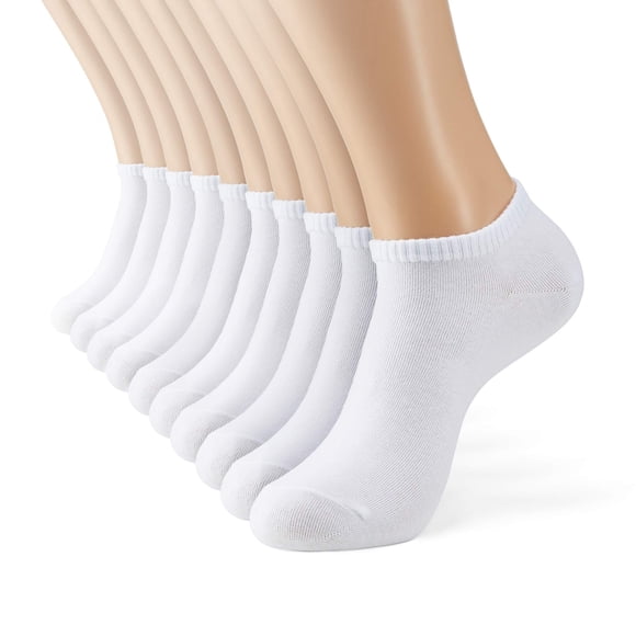 Calcetines Tobilleros De Algodón Fino De Corte Bajo 10 Pares Blancos