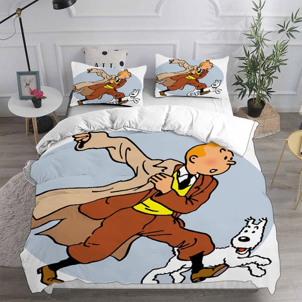 The Adventures of Tintin Bedding Sets Comforter Quilt Bed Cover Duvet Cover Pillow Case 2-3 Pieces Sets Kids Adult Size